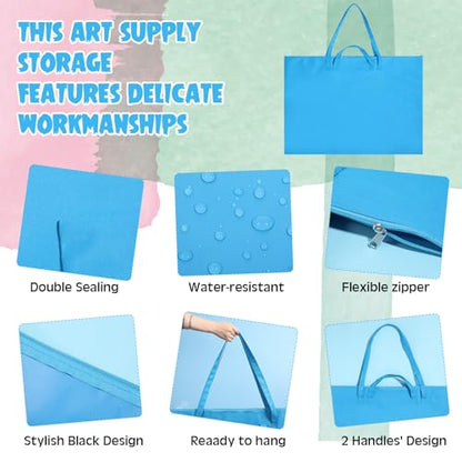 Abbylike 1 Pcs 48x36 Inch Art Portfolio Bag Blue Large Waterproof Nylon - color: Blue, size: 48 x 36 Inch