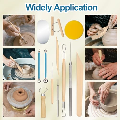 Amrules 12 Pcs Polymer Clay Sculpting Tools Kit for Adults, Light Yellow - color: Lightyellow-12Pcs