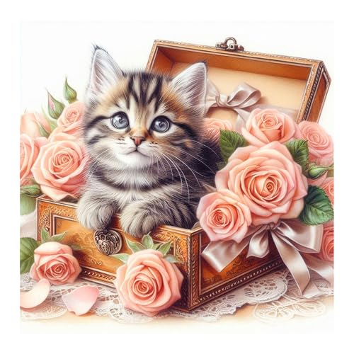 Aicomeon Diamond Painting Kits for Adults Cat Diamond Painting Kits | 12x12 Inch Easy DIY for Beginners, Full Drill Round Dot Gem Art Mosaic Stress Relief Craft, Home Wall Decor Gifts - color: Cat-4