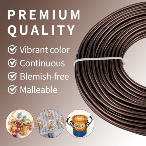 9 Gauge Aluminum Craft Wire, 52.5FT Bendable Armature Wire for Sculpting, Jewelry Making, DIY Crafting, Doll Making, Modelling, Bonsai Training(Coffee Brown) - color: Coffee Brown