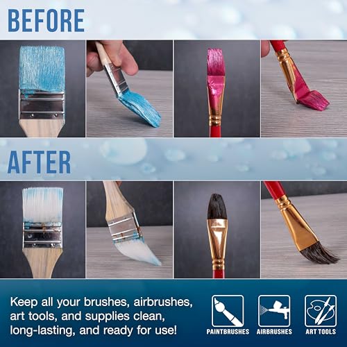 U.S. Art Supply Airbrush Cleaner, 4oz Bottle - Cleaning Solution | Water-Based Mediums, Acrylic Paint, Makeup - Air Brush Cleaner for Clogged Airbrushes, Paint Brushes, Artist Tools
