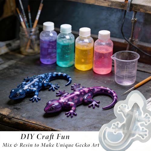 Lizard Resin Molds, Animal Silicone Molds for Epoxy Resin Casting | 3D Lifelike Lizard Epoxy Resin Molds for Plaster, DIY Art Crafts, Home Decor, Wall Desktop, Cabinets Decor, Candle, Soap - color: Gecko Resin Mold