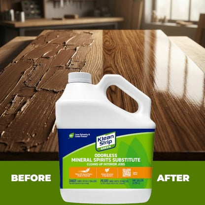 Painter's Choice Klean Strip Green Mineral Spirits - 1 Gal - Paint Thinner for Oil Based Paint, Varnish, & Stains - Mineral Spirits for Wood & Cleaning Surfaces - Available with Omni Depot Gloves