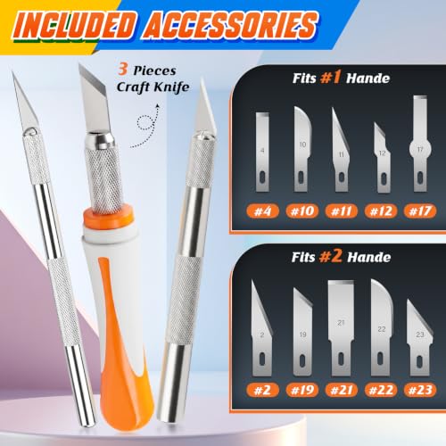 16PCS Exacto Knife Set, Craft Knife Kit, Hobby Knives for Crafting | 3 handles & 13 high carbon steel blades, exacto knives for precision cutting, carving, modeling, scrapbooking and DIY crafts