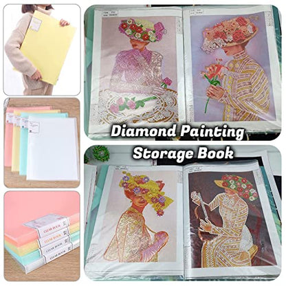 A3 Diamond Painting Storage Book, 60 Views Art Portfolio Presentations Folder with 30 Pages Protectors, 17.3x12.8in Yellow - color: Yellow