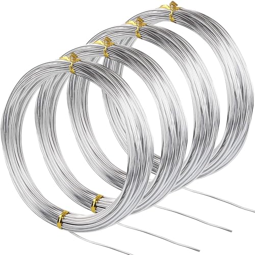 4 Pack 16 Gauge Aluminum Wire 131.2Ft Silver Aluminum Wire 1.5mm Metal Craft Armature Bendable Wires Metal 16 Gauge Wires for Jewelry Making Craft Dolls Skeleton DIY(32.8 Per Roll, 4 Rolls) - size: 16 Gauge Wire D1.5mm