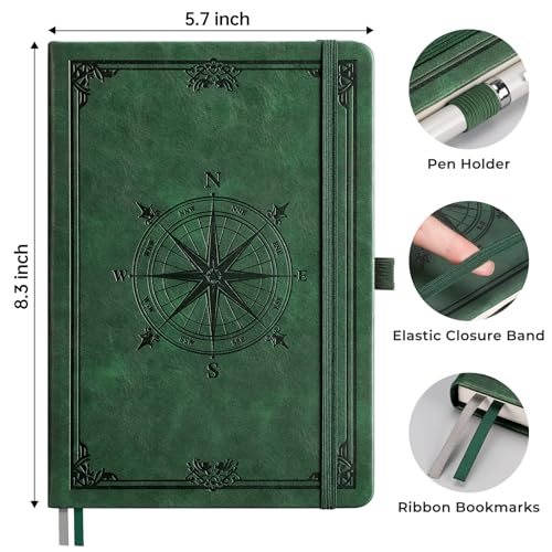 AHGXG Graph Grid Paper Notebook, 192 Pages, A5 Medium Size (5.7'' x 8.3'') - color: Dark Green, style: Grid
