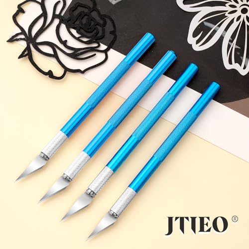 JTIEO Exacto Knife,Hobby Knife,74 Pack with 4 Upgrade Sharp Hobby Knives and 70 Spare Exacto Knife Blades for Art, Scrapbooking (Blue) - color: Blue