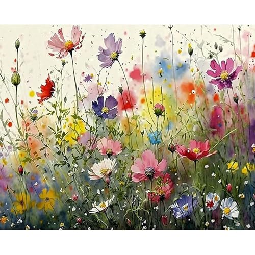NKVNKV Paint By Numbers Kit for Adults Beginner Flowers Adult Paint By Number Kits On Canvas Oil Painting Kit for Beginners Adults' Paint-By-Number Kits for Gift Home Wall Decor 16x20 Inch（Frameless） - color: Flowers