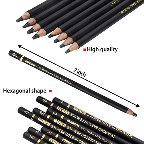 RVOGJP TAMATA Professional Drawing Sketching Pencil Set - 12 Pieces Art Graphite Pencils(12B - 4H), Ideal for Drawing Art, Sketching, Shading, for Beginners & Pro Artists