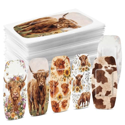 Geiserailie Large Flexible Fabric Bandages 2x4 Waterproof,Highland Cow | Cushioned Pad Protects Wounds and Cuts, Latex Free Bandages for Sensitive Skin, Stays Secure During Daily Activities - style: Highland Cow