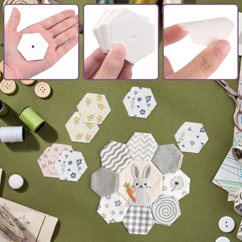 1000 PCS Hexagon Piecing Paper Templates, 1" White Paper templates, Quilting Templates Accessories for DIY Patchwork Crafts and Sewing Supplies - size: 1 Inch- 1000 pcs Hexagon
