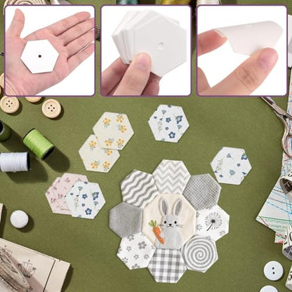 1000 PCS Hexagon Piecing Paper Templates, 1" White Paper templates, Quilting Templates Accessories for DIY Patchwork Crafts and Sewing Supplies - size: 1 Inch- 1000 pcs Hexagon