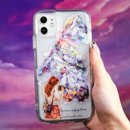 60 Pcs Mountain Holographic PET Stickers Set, Landscape Stickers for Scrapbooking, Journaling and DIY Crafts - color: Over the Mountain