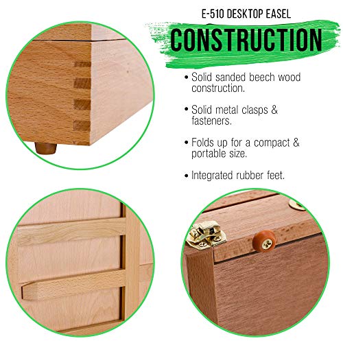 U.S. Art Supply Solana Adjustable Wood Art Easel, Portable Beechwood