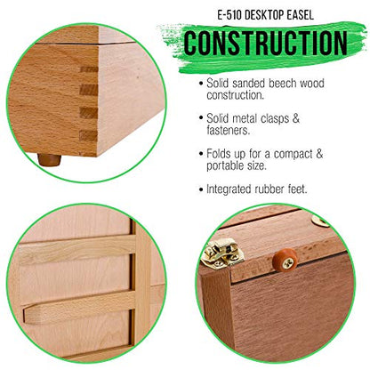 U.S. Art Supply Solana Adjustable Wood Art Easel, Portable Beechwood