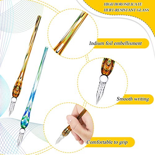 Zonon 6 Pcs Glass Dip Pen(Stylish Color,Bright Style) - color: Bright Color, style: Bright Style