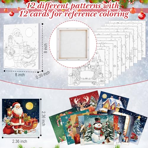 Sherr 12 Pcs Pre Drawn Canvas for Adults,Classic Xmas,8 x 8 Inch | Pre Printed Canvas, Sip and Paint Party Canvas Painting Kit, for Holiday Painting Crafts Favor - size: 8 x 8 Inch, style: Classic Xmas