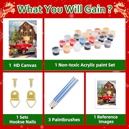 Reivworl Christmas Paint by Numbers Kit for Adults Beginner 16×20 inch | Christmas Paint by Number Kits 16×20 inch, Crafts on Canvas with Gifts. - color: 20-Truck