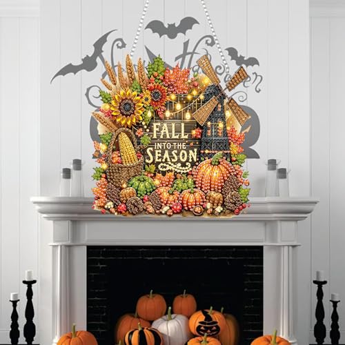 Fairyland JinWenn Hanging Diamonds Art kit for Adult,DIY Fall Diamonds Painting Art Kit, 7.45x7.68 inch Acrylic Diamonds Painting Board Kit Ornament, Special Crystal Diamond Hanging Ornament - color: DP01804
