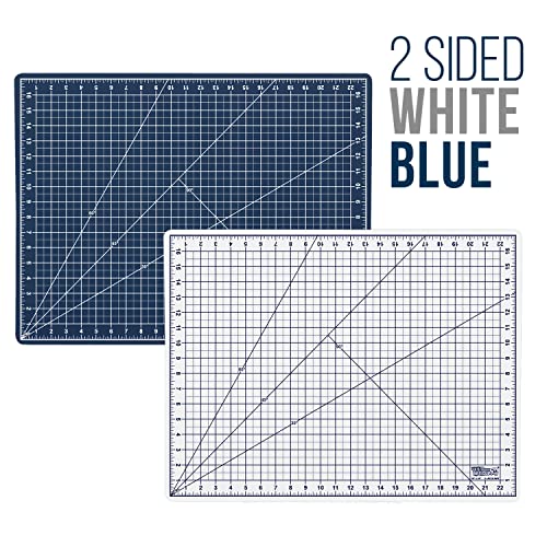 U.S. Art Supply 18"x24" Self-Healing Cutting Mat 5-Ply (2 Pack) White/Blue | Double-Sided White/Blue Craft Mat, Non-Slip Cutting Mats for Crafts, Sewing, Quilting, Scrapbooking - color: White/Blue