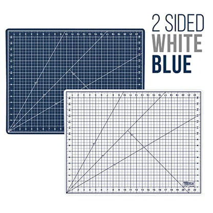 U.S. Art Supply 18"x24" Self-Healing Cutting Mat 5-Ply (2 Pack) White/Blue | Double-Sided White/Blue Craft Mat, Non-Slip Cutting Mats for Crafts, Sewing, Quilting, Scrapbooking - color: White/Blue