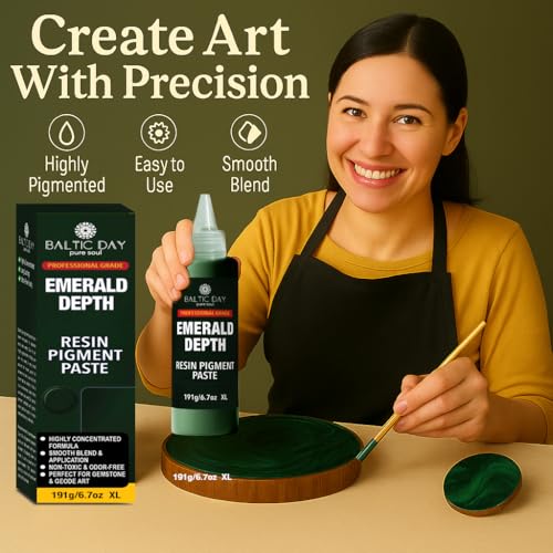 BALTIC DAY Emerald Green Epoxy Resin Pigment Paste XL (191g/6.7oz) – Opaque Epoxy Dye & High Concentration Coloring Paste, Mica Powder Alternative for Resin Art, Jewelry, Tumblers - color: Emerald Depth XL