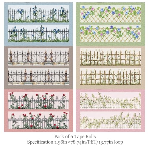PET Tape Stickers for Journaling Supplies,Fence Scrapbooking Tape Stickers - color: Wall
