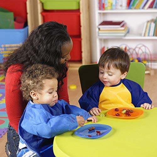 Kids Art Smocks 2 Pack Painting Smock with Long Sleeve and 3 Pockets for Age 3-8 - color: Blue