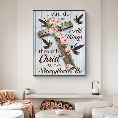 Yezavesu Cross Paint by Numbers Kit for Adults Beginner, Inspirational Adult Paint by Number Kits on Canvas Without Frame, DIY Acrylic Painting by Numbers for Home Wall Decor Gift 16x20 Inch - color: YOPNF14