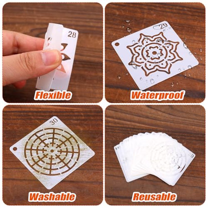 BOXOB 60pcs Mandala Stencils, 2x2 Inch Reusable Mandala Stencils | for Painting, Drawing, Crafts, Art Projects - style: A