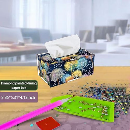 LSQFS DIY Diamond Art Tissue Box Kit, Ideal Handmade Craft Gift for Adults - color: Flower 2