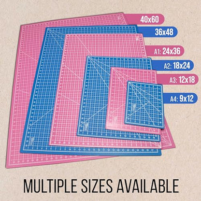 U.S. Art Supply 12"x18" Self-Healing Cutting Mat 5-Ply (2 Pack) Pink/Blue | Double-Sided Pink/Blue Craft Mat, Non-Slip Cutting Mats for Crafts, Sewing, Quilting, Scrapbooking - color: Pink/Blue