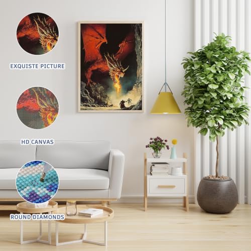 Auremi Dragons Diamond Art Painting, 5D Animals Diamond Painting Kits, Full Drill Diamond Dots Paintings for Beginners, Crystal Art Painting Kits for Home 30x40 cm - color: Diamond Painting 004