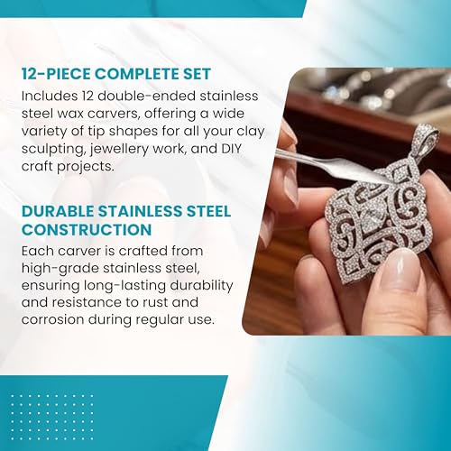 TAURISH 12 Piece Stainless Steel Wax Carver Tool Set Double Ended