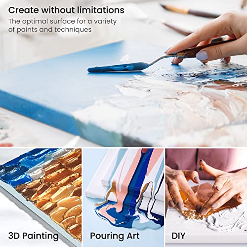 ARTEZA Stretched Canvas, 24 x 36 Inches, Pack of 2, Blank White Large Canvas for Painting for Acrylic, Oil and Gouache Paints