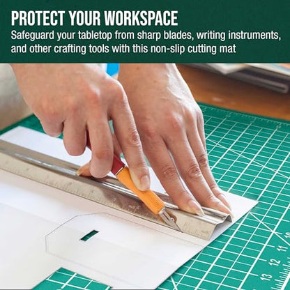 U.S. Art Supply 12"x18" Self-Healing Cutting Mat 5-Ply 2 Pack Green/Black | Double-Sided Green/Black Craft Mat, Non-Slip Cutting Mats for Crafts, Sewing, Quilting, Scrapbooking - color: Green/Black