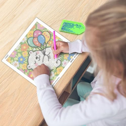 UiSdfuy Diamond Art Kits for Kids,Arts & Crafts for Kid Ages 8-12,Diamond Art for Kids,Gem Art 4 Pack Diamond Painting 6" X 6" (Penguin Bear Parrot Owl) - color: Penguin Bear Parrot Owl