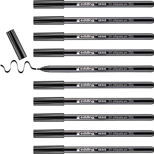 edding 1255 2.0 mm Calligraphy Pen - Black (Pack of 10) - color: 01: 10 Pens - Black