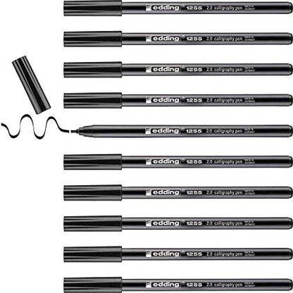 edding 1255 2.0 mm Calligraphy Pen - Black (Pack of 10) - color: 01: 10 Pens - Black