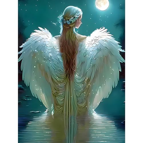 SENQAO Angel Diamond Painting Kits for Adults - Angel 5D Diamond Dots Paintings for Beginners Round Full Drill Gem Art Painting Kits DIY Crafts Home Wall Decor 12x16inch - color: angel
