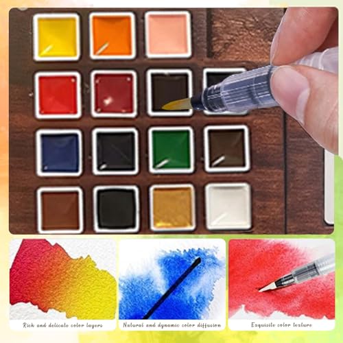 Travel Watercolor Paint Set - Pocket 15-Color Mini Kit with Sketch Pad - color: 15 Colours with Watercolorbook 3.14in