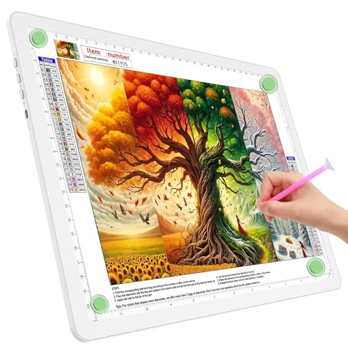 TOHETO A4 Light Board for Diamond Painting, Super Bright Magnetic Light Pad with Side Buttons, Lightbox for Tracing and Drawing, Corded Light Table for Sketching, Animation, Weeding Vinyl (White) - color: White, size: A4 without Bag
