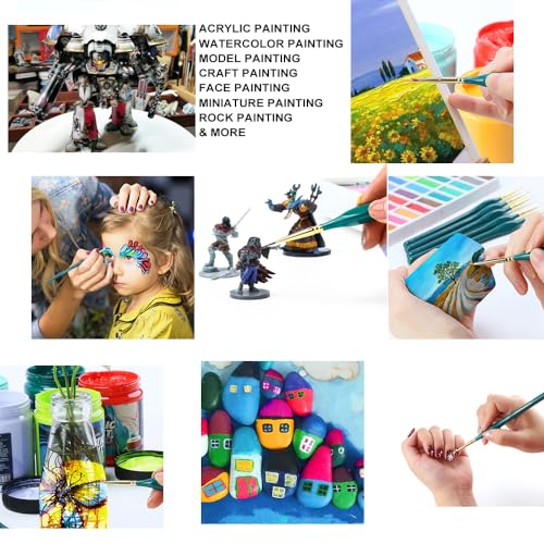 Transon 6Pcs Extra Fine Detail Brushes for Model Miniature Painting and Also Acrylic Watercolor Painting - size: 6 pcs