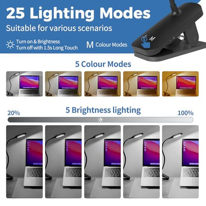 CUHIOY 2Pack Rechargeable Clip on Reading Light for Bed Headboard, Black - color: Black+Black