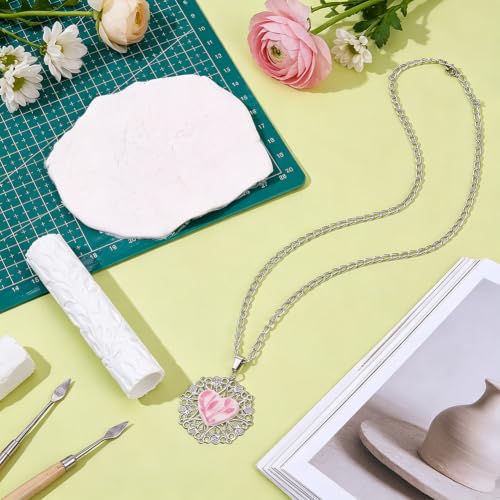 PH PandaHall 2pcs Polymer Clay Texture Roller for Earrings Making Embossing Pottery Texture Rollers Leaf Pattern Hand Clay Roller Pottery Tools for Jewelry Making Craft Projects Supplies, 3.3x0.7 Inch - color: Leaf-2