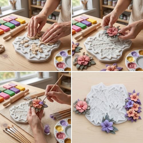 Flower Polymer Clay Mold Hibiscus Plumeria Flower Silicone Molds - color: Style G