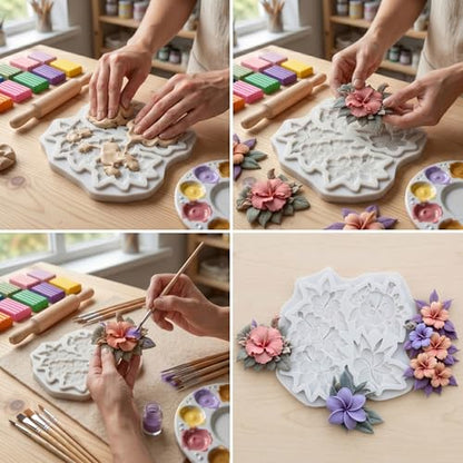 Flower Polymer Clay Mold Hibiscus Plumeria Flower Silicone Molds - color: Style G