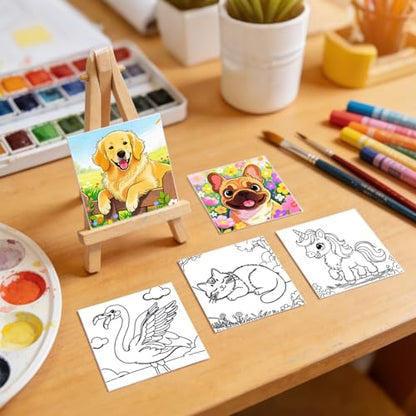 Animal 12 Packs Pre Drawn Canvas to Paint, Pre Printed Canvas for Painting, Pre Stretched Canvas Outline Painting Boards for Beginners, Students, Party Favors - color: animal