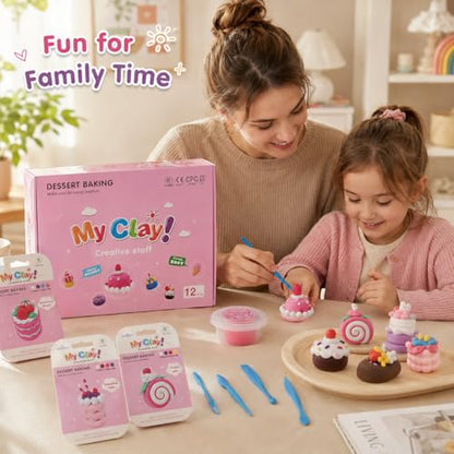 Air Dry Clay Kit for Kids, 12 Dessert Baking Modeling Clay for Kids, DIY Model Magic Clay with Tools and Tutorials, Soft&Non-Sticky, Safe&Non-Toxic Magic Clays,Creatible Art Crafts Toys Gifts - color: 12 Packs Desserts Dream Kit